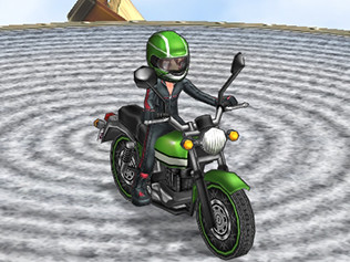 バイク（緑）／フルフェイスヘルメット（緑）／ライダースーツ