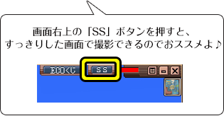 画面右上の「SS」ボタンを押すと、すっきりした画面で撮影できるのでおススメよ♪