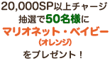 20,000Shop Point以上チャージ、抽選で50名様に「マリオネット・ベイビー（オレンジ）」をプレゼント