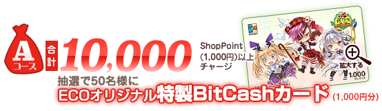 Aコース 合計10,000ShopPoint(1,000円)以上チャージ