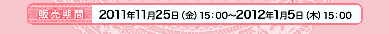 販売期間：2011年11月25日（金）15：00～2012年1月5日（木）15：00