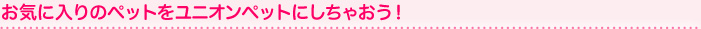 お気に入りのペットをユニオンペットにしちゃおう！