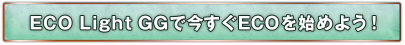 ECO Light GGで今すぐECOを始めよう！